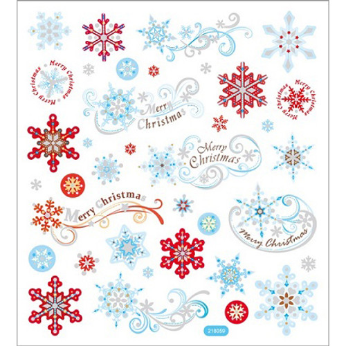 Sticker King Stickers-Red & Blue Snowflakes - SK129MC-1502 Sticker King Stickers-Red & Blue Snowflakes - SK129MC-1502