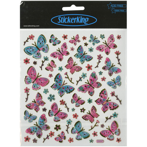 Sticker King Stickers-Pink & Aqua Butterflies SK129MC-4297 - 679924429718