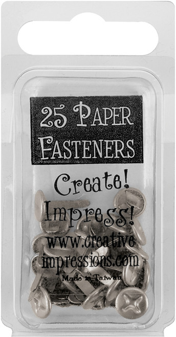 Creative Impressions Metal Paper Fasteners 10mm 25/Pkg-Screw Heads - Pewter - CI90000 - 871097005908