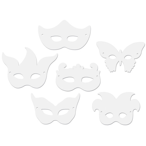 Creativity Street Paper Mardi Gras Masks 24/Pkg-Assorted Shapes - 4651
