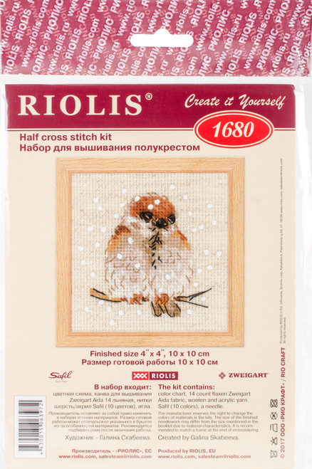 RIOLIS Counted Cross Stitch Kit 4"X4"-Sparrow (14 Count) -R1680 - 4630015063972