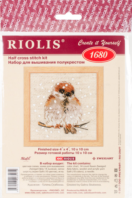 RIOLIS Counted Cross Stitch Kit 4"X4"-Sparrow (14 Count) R1680 - 46300150639724630015063972