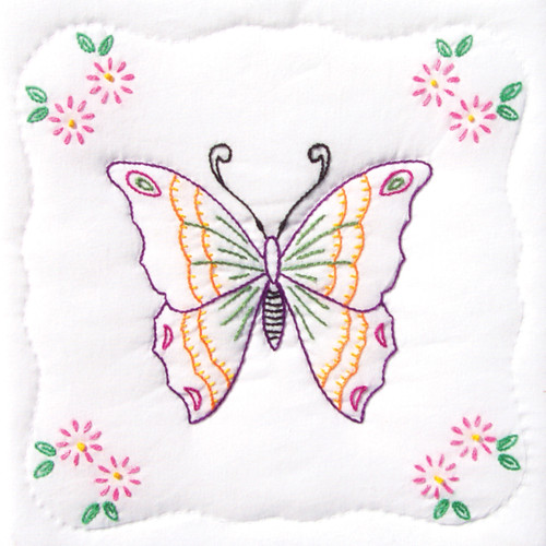 Jack Dempsey Stamped White Quilt Blocks 9"X9" 12/Pkg-Butterfly - 733 283 - 013155482836