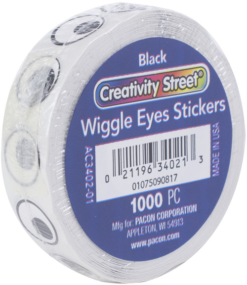 Creativity Street Wiggle Eyes Stickers .5" 1,000/Pkg-Black 3402-01 - 021196340213