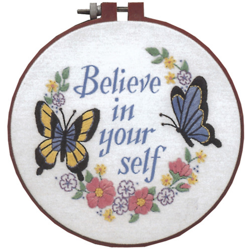 Dimensions Learn-A-Craft Embroidery Kit 6" Round-Believe In Yourself-Stitched In Thread - 72409