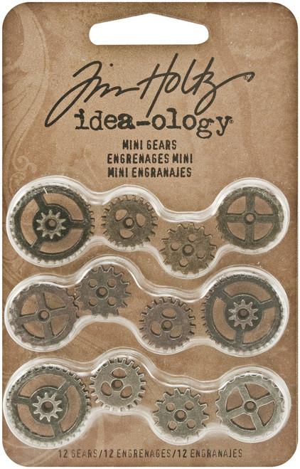 Idea-Ology Metal Mini Gears .5" To .75" 12/Pkg-Antique Nickel, Brass & Copper - TH93012 - 040861930122