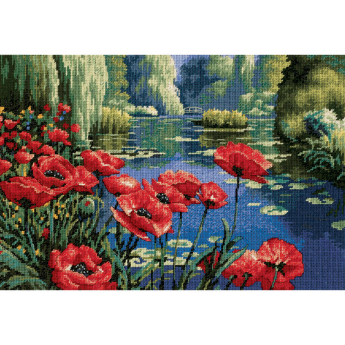 Dimensions Needlepoint Kit 16"X11"-Lakeside Poppies Stitched In Thread 20066 - 088677200664