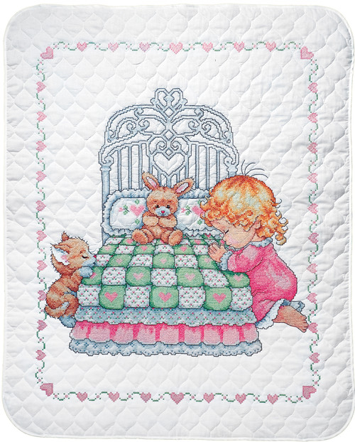 Tobin Stamped Quilt Cross Stitch Kit 34"X43"-Bedtime Prayer - T21701