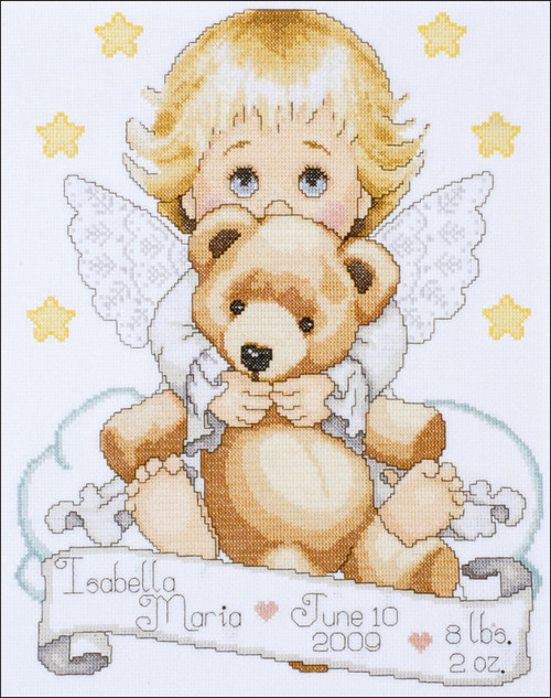 Tobin Counted Cross Stitch Kit 11"X14"-Angel Birth Record (14 Count) T21712