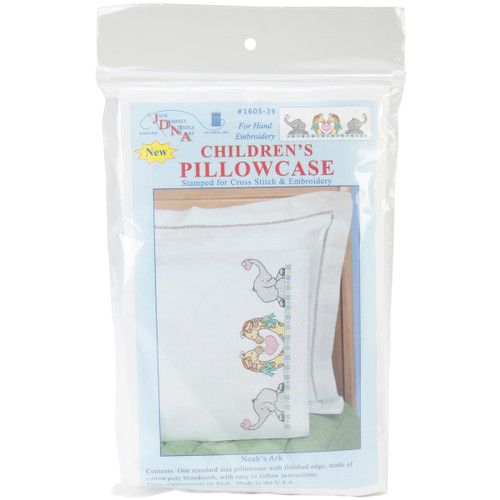 Jack Dempsey Children's Stamped Pillowcase W/Perle Edge-Noah's Ark - 1605 39 - 013155860399