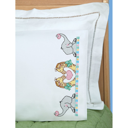 Jack Dempsey Children's Stamped Pillowcase W/Perle Edge-Noah's Ark 1605 39