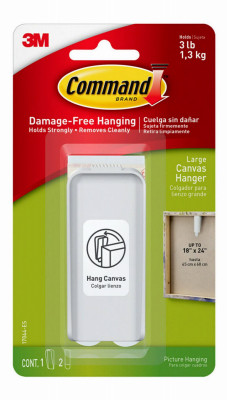 Command Large Canvas Hanger-1 White Hanger & 2 Strips - 17044ES - 076308731144