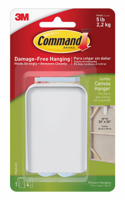 Command Jumbo Canvas Hanger-1 White Hook & 4 Strips - 17045ES - 076308731182