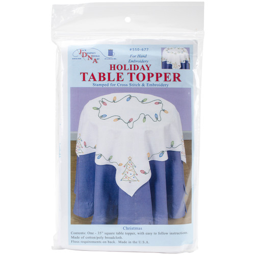 Jack Dempsey Stamped White Perle Edge Table Topper 35"X35"-Christmas - 550 677 - 013155356779
