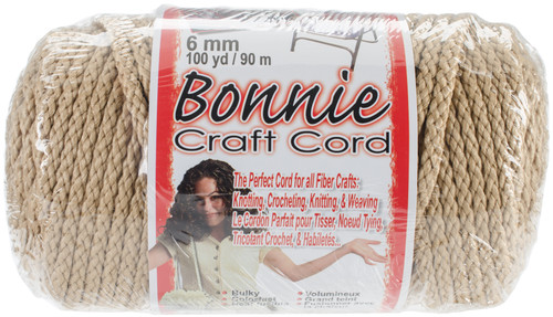 Pepperell Bonnie Macrame Craft Cord 6mmX100yd-Tan - BB6-100-006 - 725879670061