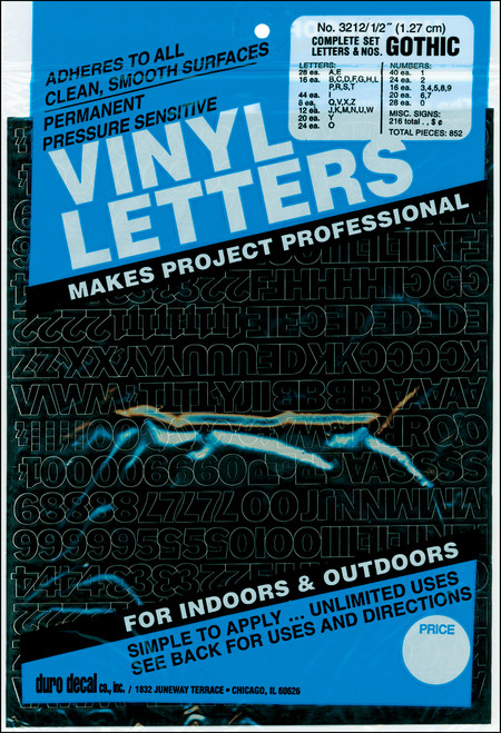 Duro Permanent Adhesive Vinyl Letters & Numbers .5" 852/Pkg-Black - D3212-BLACK - 029211321216