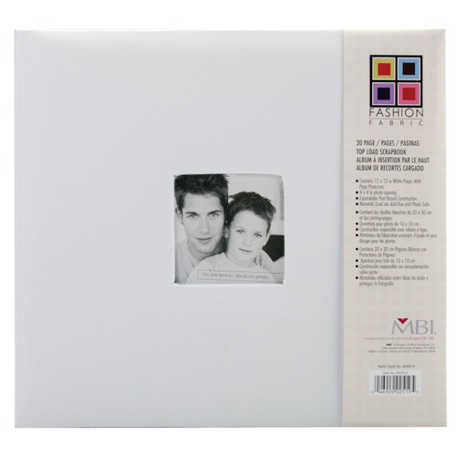 Mbi Fashion Fabric Post Bound Album W/Window 12"X12"-White - 802519 - 046909025195