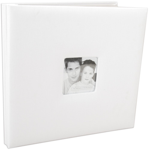 MBI Fashion Fabric Post Bound Album W/Window 12"X12"-White - 802519