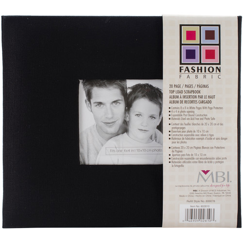 MBI Fashion Fabric Post Bound Album W/Window 8"X8"-Black 802810 - 046909028103
