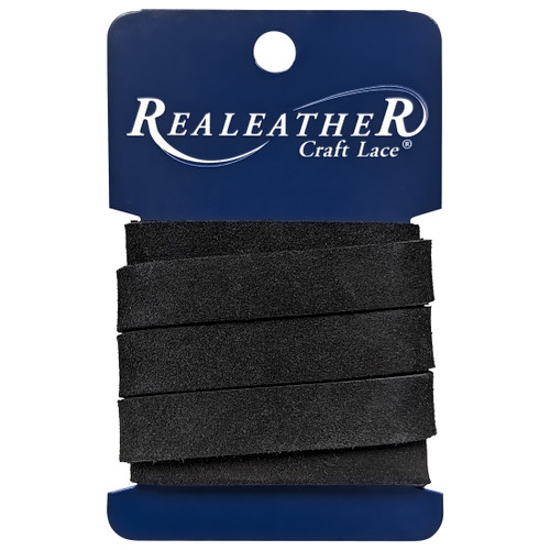 Realeather Crafts Suede Strip 1/2"X36"-Black - SS05362-2001 - 870192000979