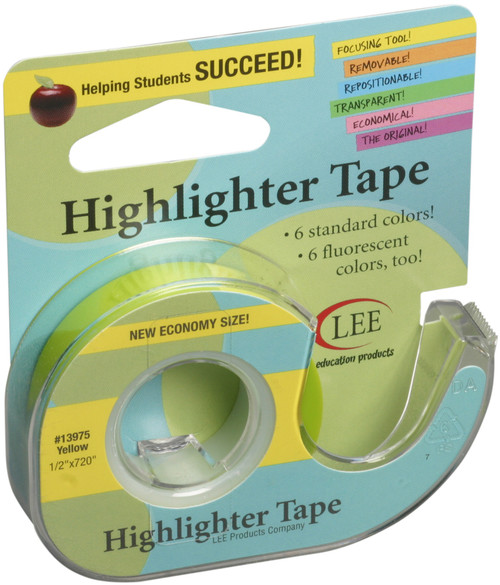 Lee Products Removeable Highlighter Tape .5"X720"-Yellow 339-75 - 084417139751