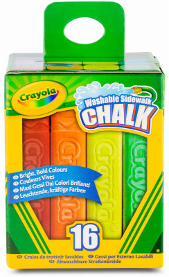 Crayola Washable Sidewalk Chalk 16/Pkg-Assorted Colors - 51-2016 - 071662612160