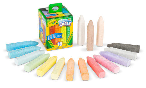 Crayola Washable Sidewalk Chalk 16/Pkg-Assorted Colors - 51-2016