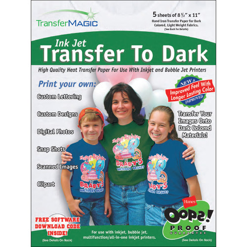 Transfer Magic Ink Jet Transfer Paper 8.5"X11" 5/Pkg-For Dark Fabrics - FXTD-5