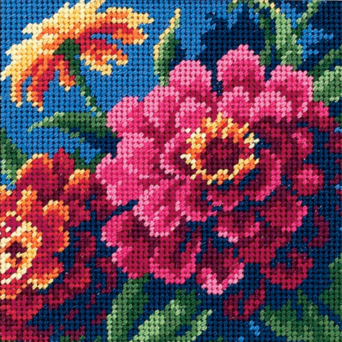 Dimensions Mini Needlepoint Kit 5"X5"-Zinnias Stitched In Thread - 7213 - 088677072131 Dimensions Mini Needlepoint Kit 5"X5"-Zinnias Stitched In Thread - 7213 - 088677072131