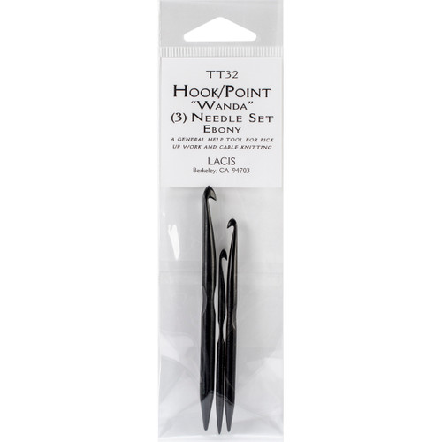 Lacis Double-Ended Ebony Crochet Hooks 3/Pkg-D4/3mm 3", F6/4mm 3.5", J10/6mm 4" TT32 - 824649007233