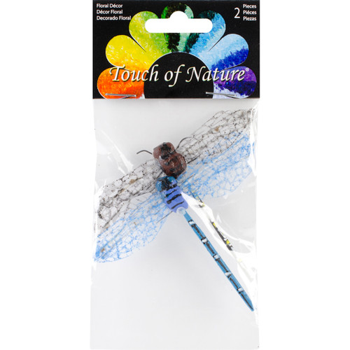 Touch Of Nature Miniature Dragonflies W/Wire 3.5" 2/Pkg-Assorted Colors MD23320 - 684653233208