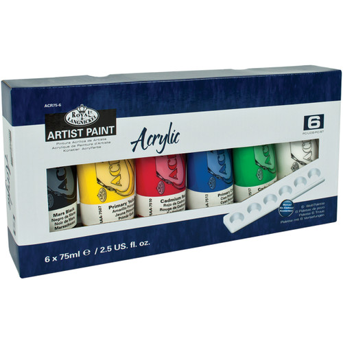 Royal & Langnickel(R) Acrylic Paints 75ml 6/Pkg-Assorted Colors - ACR75-6 - 090672071361
