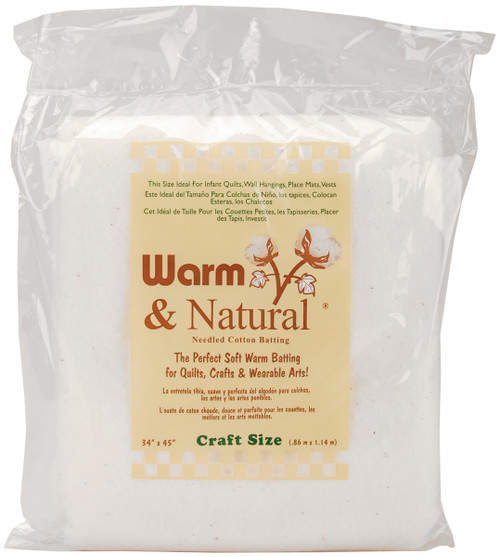Warm Company Warm & Natural Cotton Batting-Craft Size 34"X45" - 2310W - 753705023101