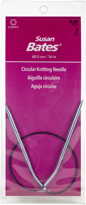 Susan Bates Silvalume Circular Knitting Needles 16"-Size 3/3.25mm 119163 - 077216005037
