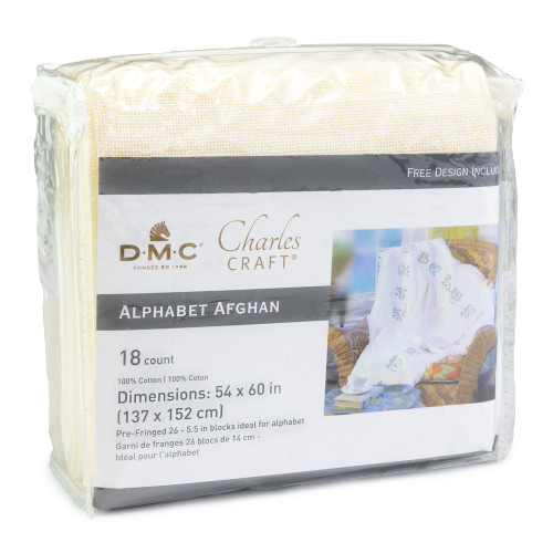 Charles Craft Alphabet Afghan 18 Count 54"X60"-Ecru - AF7010-2724 - 078243029355