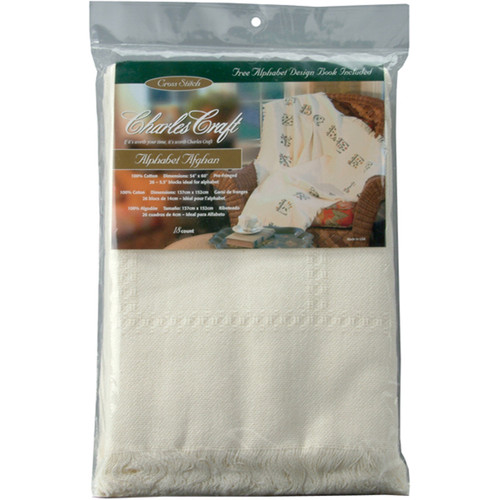 Charles Craft Alphabet Afghan 18 Count 54"X60"-Ecru - AF7010-2724