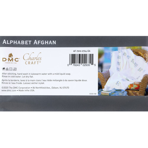 Charles Craft Alphabet Afghan 18 Count 54"X60"-Ecru - AF7010-2724