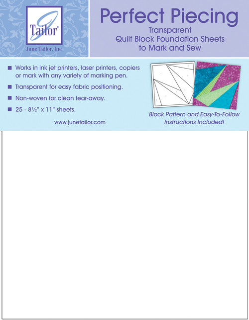 June Tailor Piecing Quilt Block Foundation Sheets 25/Pkg-8.5"X11" JT426 - 730976042604