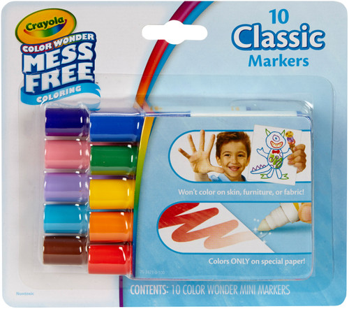 Crayola Color Wonder Mini Markers 10/Pkg-Classic -75-2471 - 071662224714