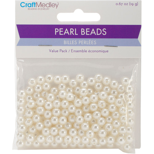 Craft Medley Pearl Beads Value Pack-6mm Ivory 185/Pkg - BD408-D - 775749188325