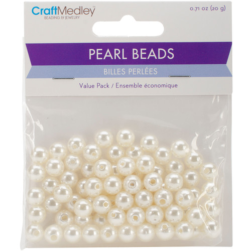 Craft Medley Pearl Beads Value Pack-8mm Ivory 80/Pkg - BD408-E - 775749188332