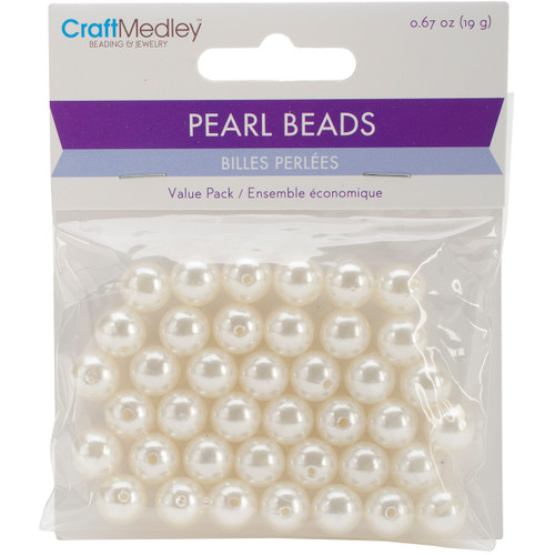Craft Medley Pearl Beads Value Pack-10mm Ivory 40/Pkg - BD408-F - 775749188349