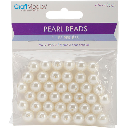 Craft Medley Pearl Beads Value Pack-10mm Ivory 40/Pkg BD408-F - 775749188349