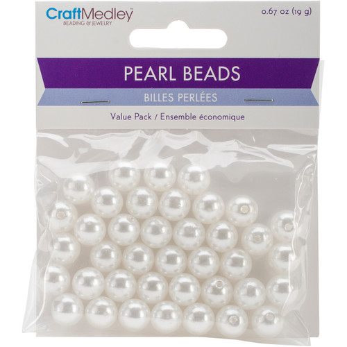 Craft Medley Pearl Beads Value Pack-10mm White 40/Pkg BD409-F - 775749188400