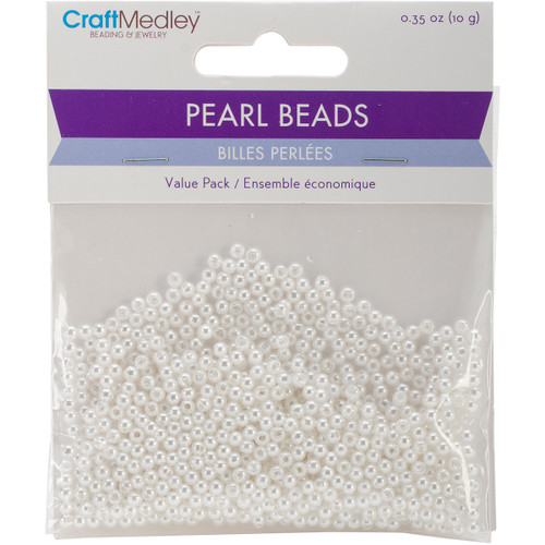 Craft Medley Pearl Beads Value Pack-3mm White 850/Pkg BD409-A - 775749188356