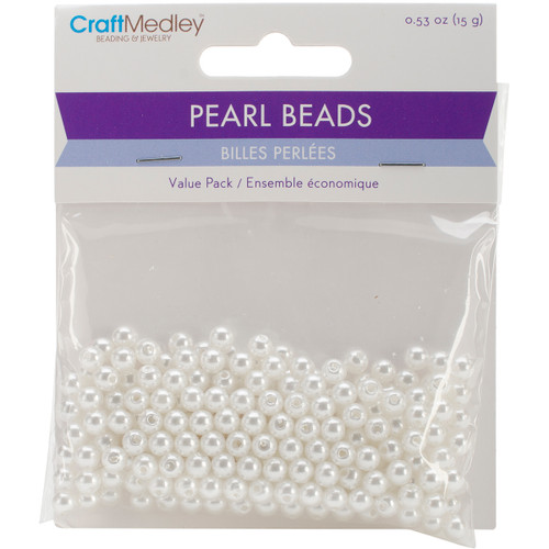 Craft Medley Pearl Beads Value Pack-5mm White 265/Pkg - BD409-C - 775749188370 Craft Medley Pearl Beads Value Pack-5mm White 265/Pkg - BD409-C - 775749188370