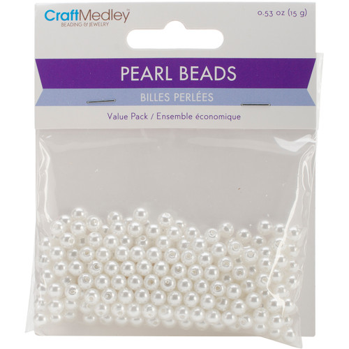 Craft Medley Pearl Beads Value Pack-5mm White 265/Pkg BD409-C - 775749188370