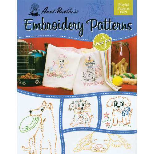 Aunt Martha's Iron-On Transfer Book-Playful Puppies - TPB-409 - 043272004093 Aunt Martha's Iron-On Transfer Book-Playful Puppies - TPB-409 - 043272004093