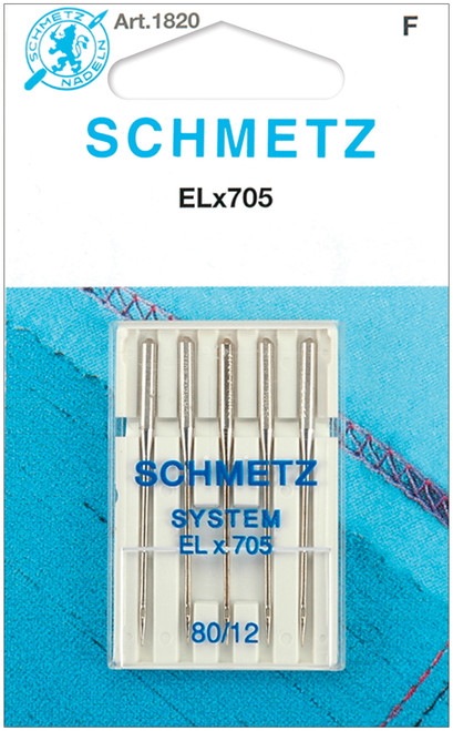 Schmetz ELX705 Serger Needles-Size 12/80 5/Pkg 1820 - 036346318202