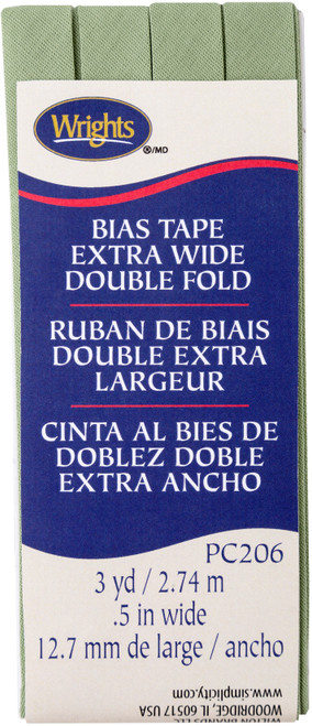 Wrights Double Fold Bias Tape .5"X3yd-Sage 117-206-528 - 070659924880